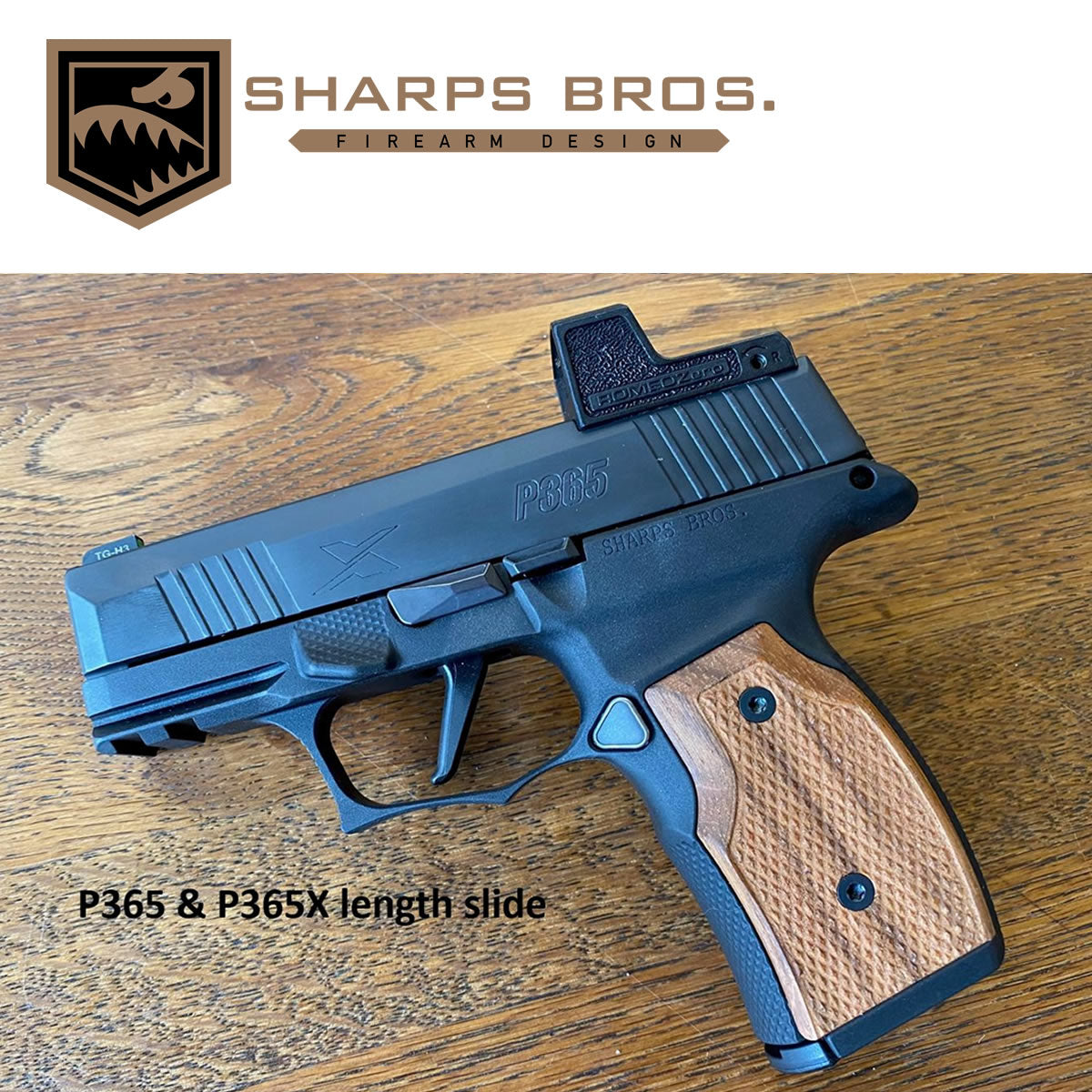 Sharps SBGM01-G2 365 Improved SIG P365X/XL Grip, Black w/ Brazilian Cherry Grips image 1